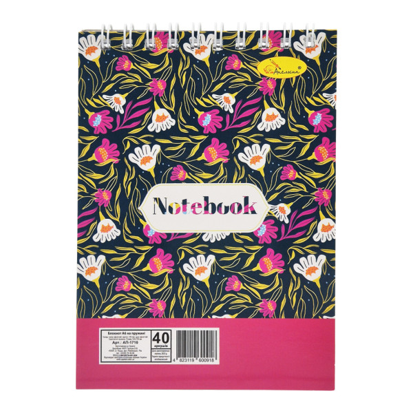 Блокнот для записів АП-1711 А6, 40 аркушів, пружина зверху (АП-1711-1)