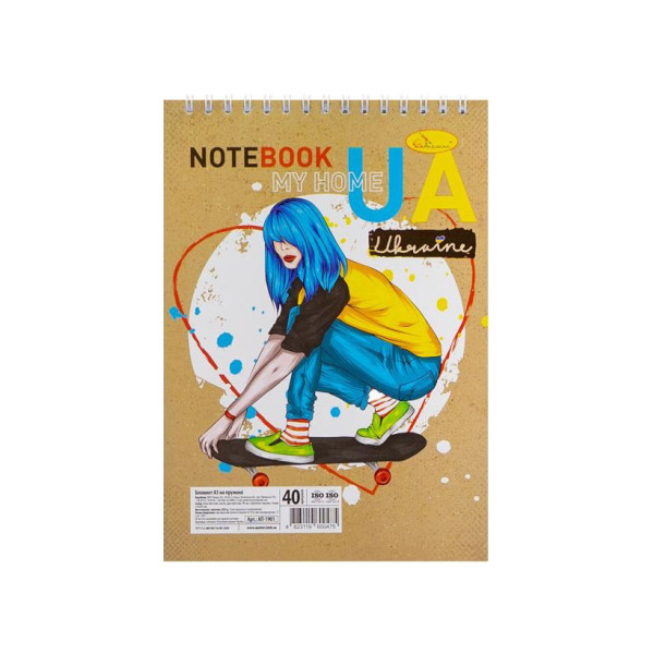 Блокнот А5 "Патріотичний" АП-1905-2, 40 аркушів, пружина зверху (АП-1905-2)