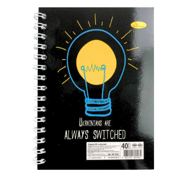 Блокнот А6 "Патріотичний" АП-1903-6, 40 аркушів, пружина збоку (АП-1903-6)