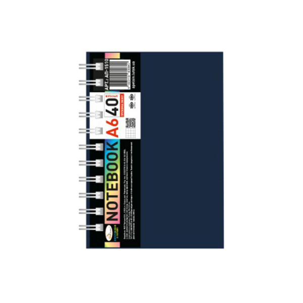 Блокнот А6 АП-1510(Black) 40 аркушів, пружина бокова (АП-1510(Black))