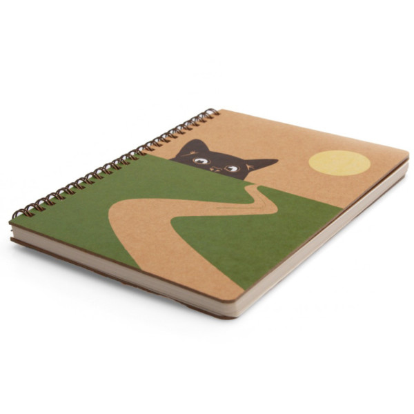 Блокнот "Кіт та дорога" еко крафт-картон 11120-T-KR формат А5 на пружині (11120-T-KR)