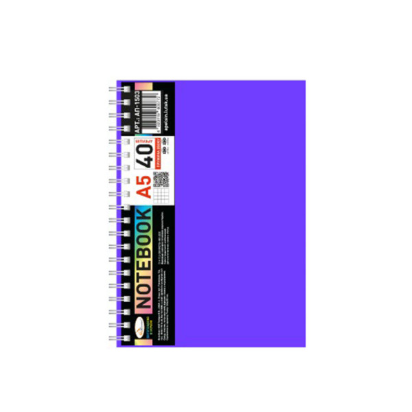 Блокнот А5 Б-БП5-40, 40 листів, пружина збоку (Б-БП5-40(Violet))