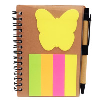 Блокнот А6 з набором стікерів та ручкою на спіралі N02-Y 64 аркушів (N02-Y)