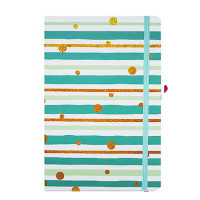 Блокнот А5 на резинці 5703-04 тверда обкладинка, 21х14см, 80 листів, клітинка (5703-04(Green))