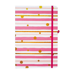 Блокнот А5 на резинці 5703-04 тверда обкладинка, 21х14см, 80 листів, клітинка (5703-04(Pink))