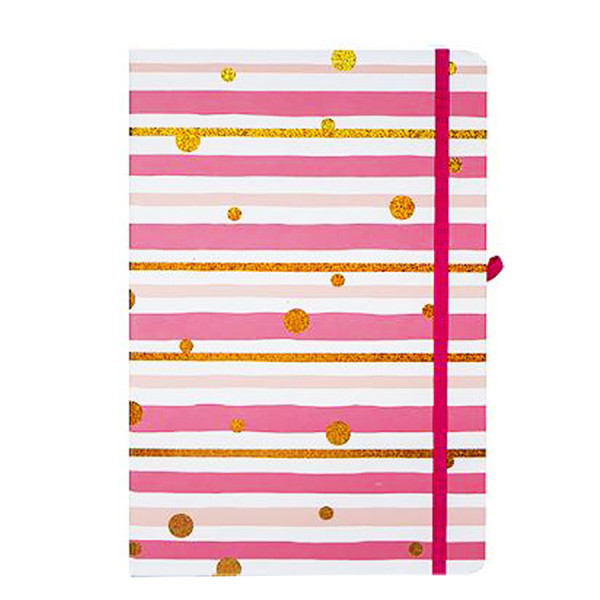 Блокнот А5 на резинці 5703-04 тверда обкладинка, 21х14см, 80 листів, клітинка (5703-04(Pink))