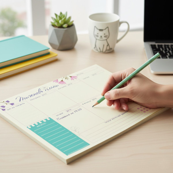 Планер тижневий VT9212-04, 20х14,3 см, 54 аркуші, українська (VT9212-04)