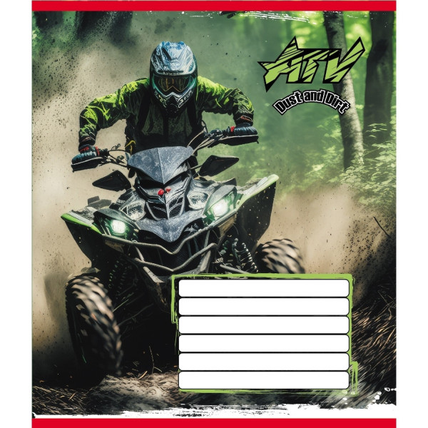 Зошит учнівський "Квадроцикли" 012-510232C-2 в косу лінію, 12 аркушів (012-510232C-2)