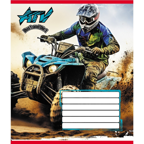 Зошит учнівський "Квадроцикли" 012-510232C-3 в косу лінію, 12 аркушів (012-510232C-3)