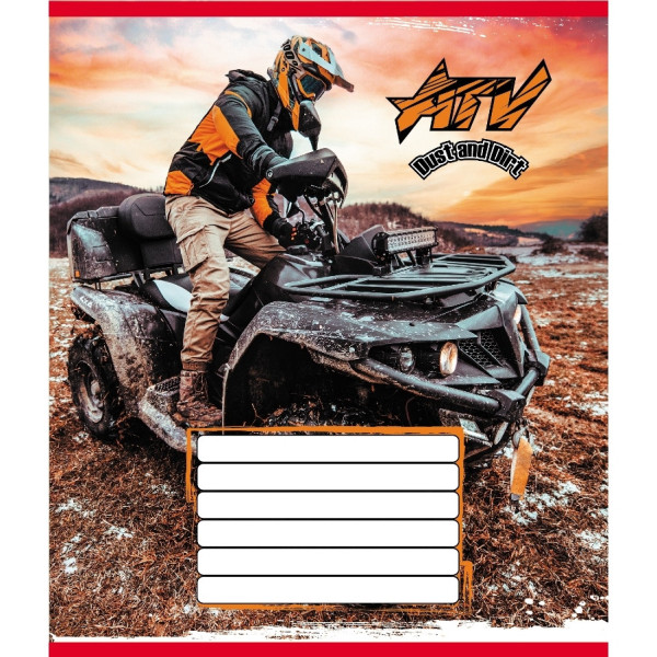 Зошит учнівський "Квадроцикли" 012-510232C-5 в косу лінію, 12 аркушів (012-510232C-5)