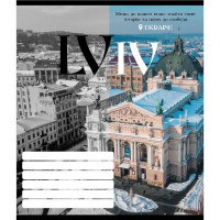 Зошит учнівський "Чорно-білі міста" 018-530070K-3 в клітинку, 18 аркушів (018-530070K-3)