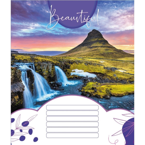 Зошит учнівський "Красиві водоcпади" 018-530100K-1 в клітинку, 18 аркушів (018-530100K-1)