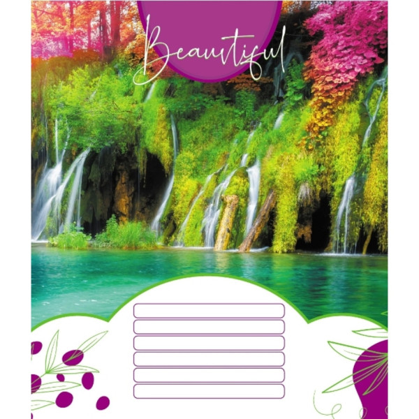 Зошит учнівський "Красиві водоcпади" 018-530100K-3 в клітинку, 18 аркушів (018-530100K-3)
