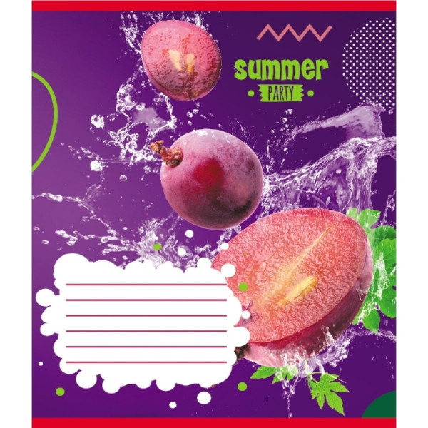 Зошит учнівський "Фрукти у воді" 024-550016K-5 в клітинку, 24 аркуші (024-550016K-5)