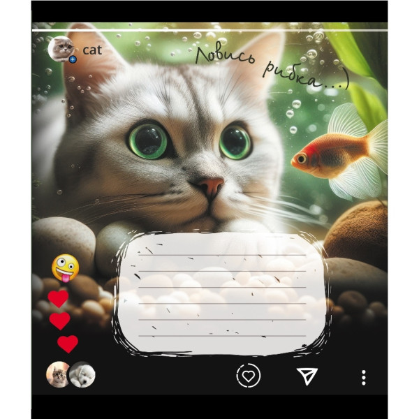 Зошит учнівський "Кішка" 024-550351K-4 в клітинку, 24 аркуші (024-550351K-4)