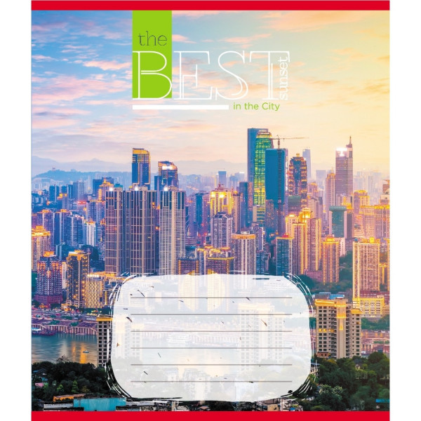 Зошит загальний "Захід сонця у місті" 096-630190K-2 в клітинку, 96 аркушів (096-630190K-2)