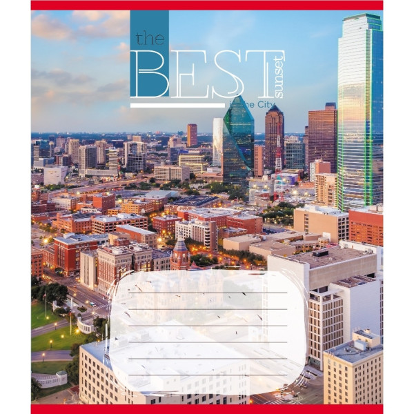 Зошит загальний "Захід сонця у місті" 096-630190K-4 в клітинку, 96 аркушів (096-630190K-4)