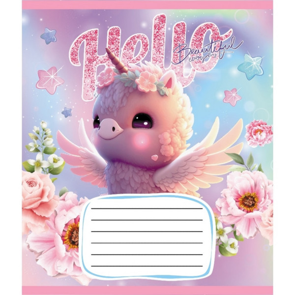 Зошит учнівський "Єдинороги" 012-510065C-2 в косу лінію, 12 аркушів  (012-510065C-2)