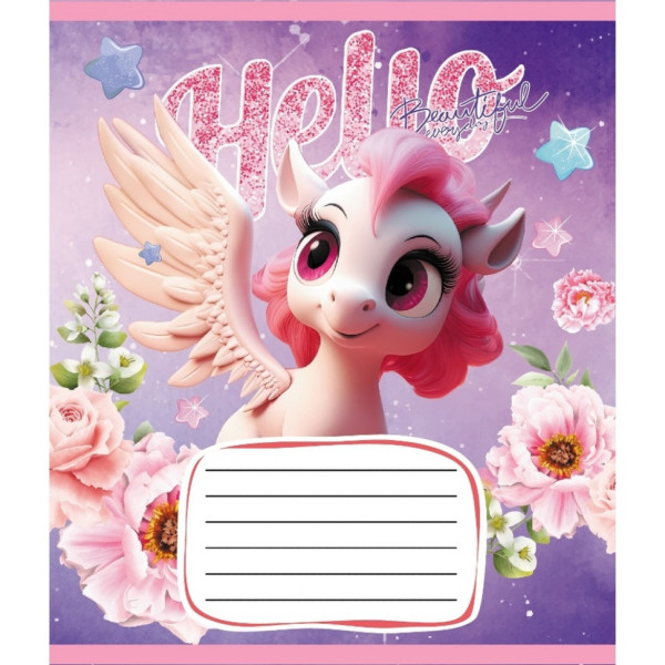 Зошит учнівський "Єдинороги" 012-510065C-4 в косу лінію, 12 аркушів  (012-510065C-4)