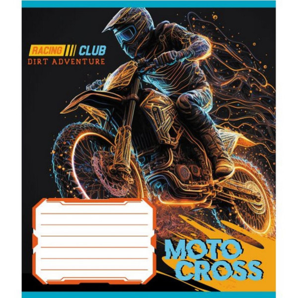 Зошит учнівський "Мотокрос" 012-520071L-2 в лінію, 12 аркушів  (012-520071L-2)
