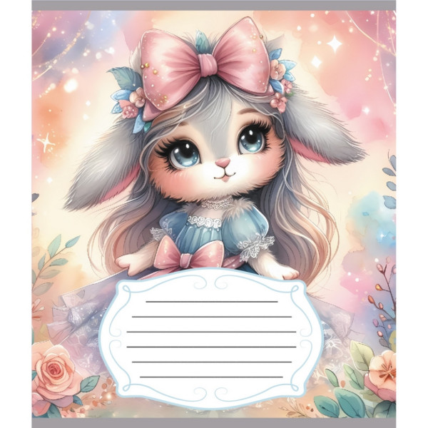 Зошит учнівський "Зайка" 012-590522C-1 в косу лінію, 12 аркушів (012-590522C-1)