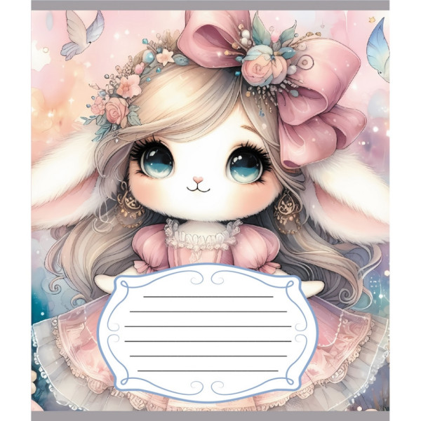 Зошит учнівський "Зайка" 012-590522C-2 в косу лінію, 12 аркушів (012-590522C-2)