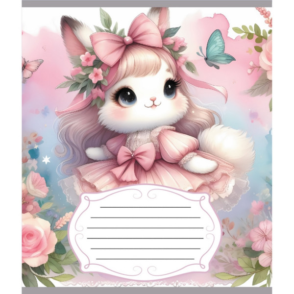 Зошит учнівський "Зайка" 012-590522C-4 в косу лінію, 12 аркушів (012-590522C-4)