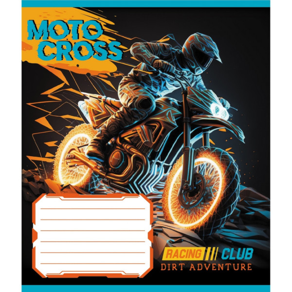 Зошит учнівський "Мотокрос" 012-520071L-1 в лінію, 12 аркушів  (012-520071L-1)