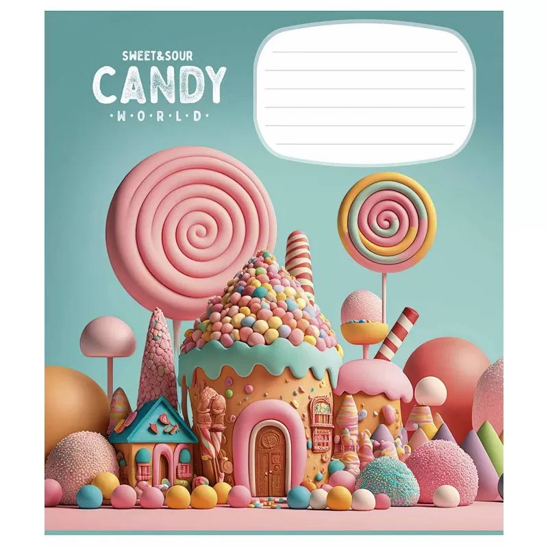 Зошит учнівський "Candy world" 012-3266K-3 в клітинку, 12 аркушів