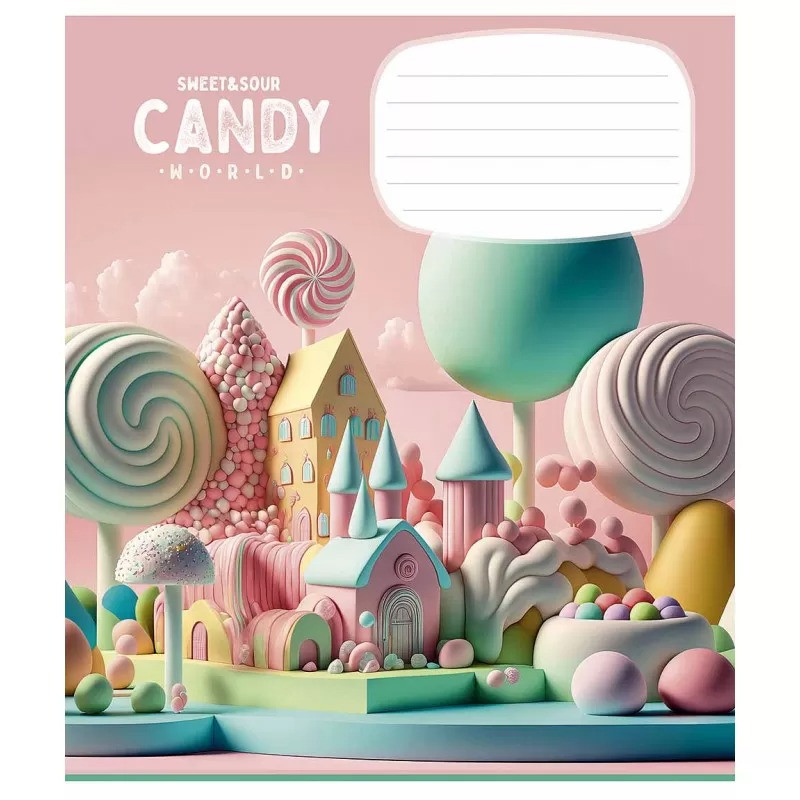 Зошит учнівський "Candy world" 012-3266K-4 в клітинку, 12 аркушів