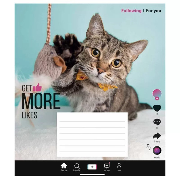 Зошит учнівський "Get more likes" 018-3260K-1 в клітинку, 18 аркушів