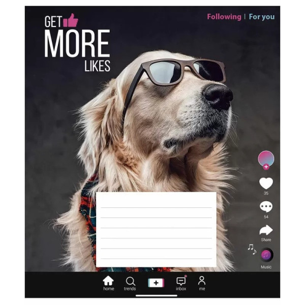 Зошит учнівський "Get more likes" 018-3260K-2 в клітинку, 18 аркушів