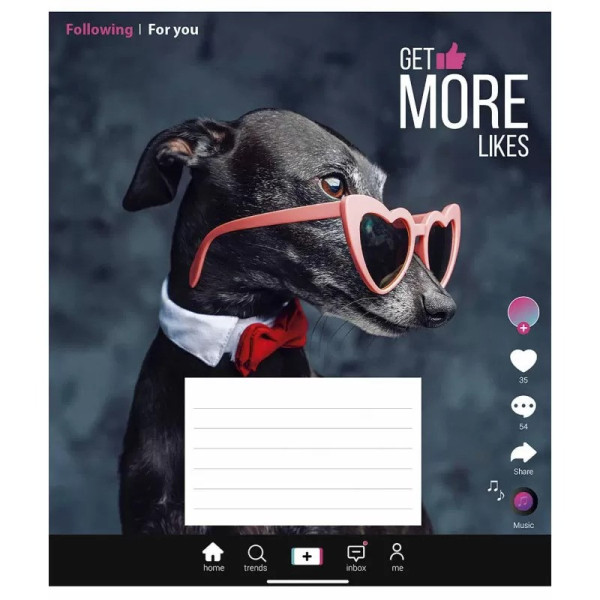 Зошит учнівський "Get more likes" 018-3260K-4 в клітинку, 18 аркушів