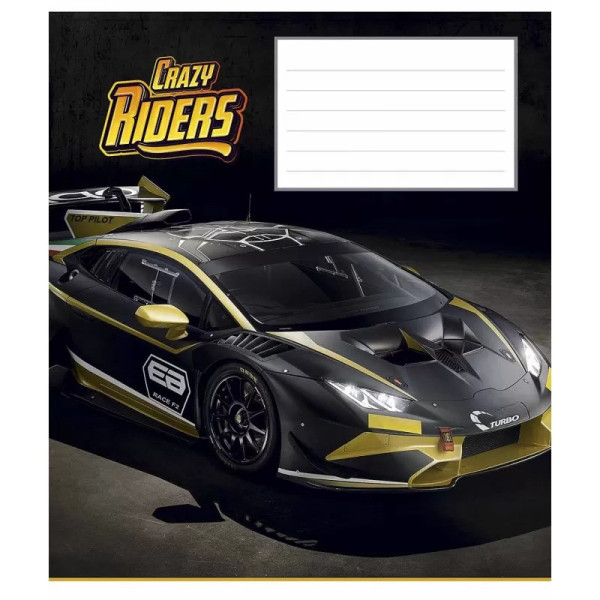 Зошит учнівський "Crazy riders" 012-3258C-1 в косу лінію, 12 аркушів