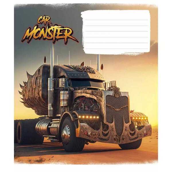 Зошит учнівський "Monster cars" 012-3243K-1 в клітинку, 12 аркушів