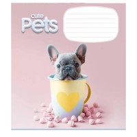 Зошит учнівський "Cute pets" 012-3253C-1 в косу лінію, 12 аркушів