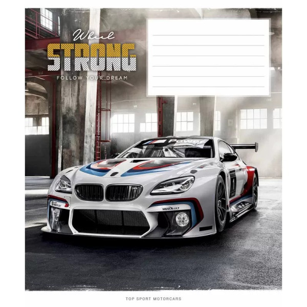 Зошит учнівський "Strong wheels" 012-3086C-1 в косу лінію, 12 аркушів