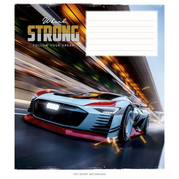 Зошит учнівський "Strong wheels" 012-3086C-3 в косу лінію, 12 аркушів