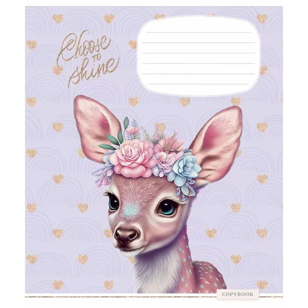 Зошит учнівський "Shiny friends" 012-3244C-2 в косу лінію, 12 аркушів