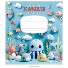Зошит учнівський "Kawaii" 012-3398C-2 в косу лінію, 12 аркушів (012-3398C-2)