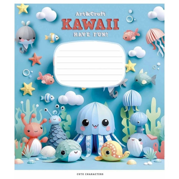 Зошит учнівський "Kawaii" 012-3398C-2 в косу лінію, 12 аркушів (012-3398C-2)