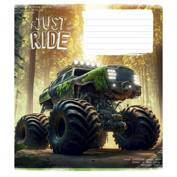 Зошит учнівський "Offroad masters" 012-3287C-1 в косу лінію, 12 аркушів (012-3287C-1)