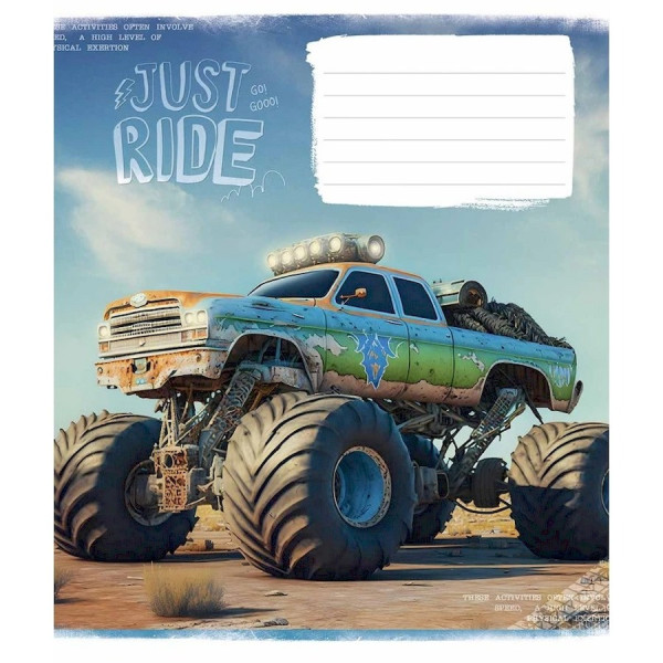 Зошит учнівський "Offroad masters" 012-3287C-5 в косу лінію, 12 аркушів (012-3287C-5)