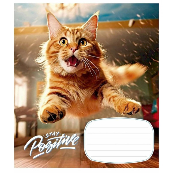 Зошит учнівський "Stay Positive" 012-3320C-1 в косу лінію, 12 аркушів (012-3320C-1)