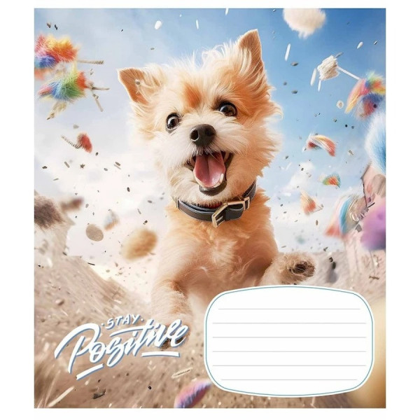 Зошит учнівський "Stay Positive" 012-3320C-3 в косу лінію, 12 аркушів (012-3320C-3)