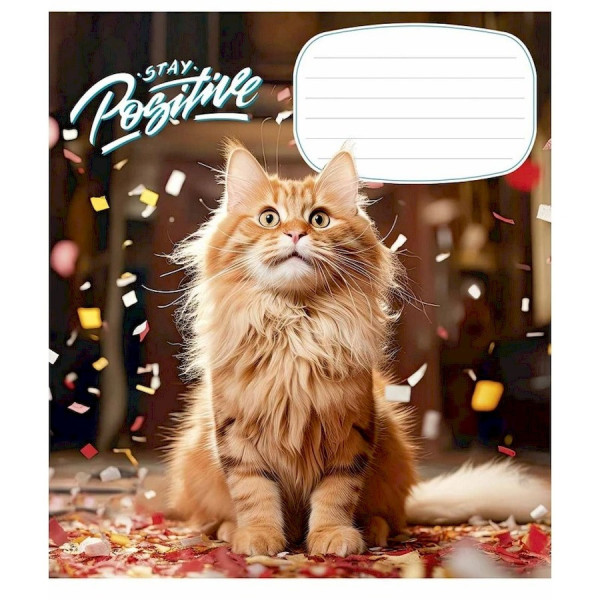 Зошит учнівський "Stay Positive" 012-3320C-4 в косу лінію, 12 аркушів (012-3320C-4)