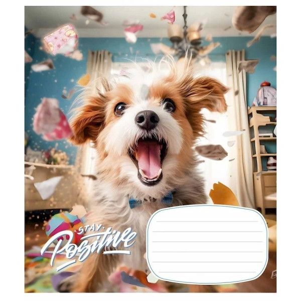Зошит учнівський "Stay Positive" 012-3320C-5 в косу лінію, 12 аркушів (012-3320C-5)