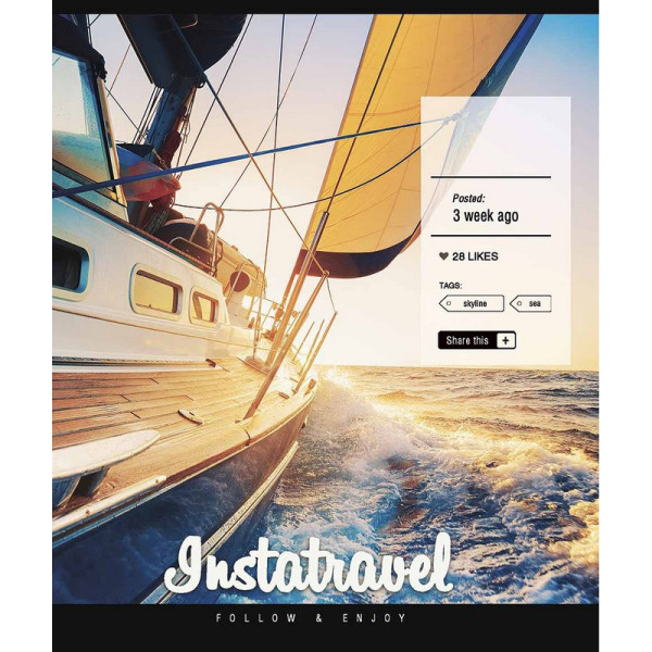 Зошит загальний "Insta life" 096-3389K-3 в клітинку, 96 аркушів (096-3389K-3)