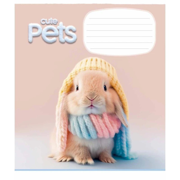 Зошит учнівський "Cute pets" 012-3253K-3 в клітинку, 12 аркушів (012-3253K-3)