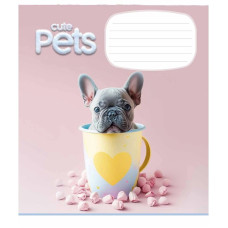 Зошит учнівський "Cute pets" 012-3253K-5 в клітинку, 12 аркушів (012-3253K-5)